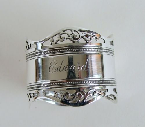 A Fine  Silver Napkin Ring Engraved 'Edward'.