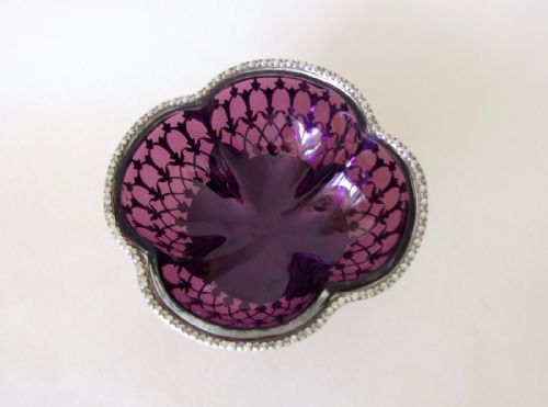 fig 1. A stunning George V pierced silver & amethyst trinket/bonbon dish.