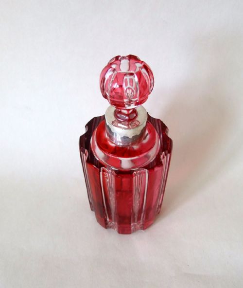 fig 1. A fabulous Victorian silver & cranberry cologne bottle.