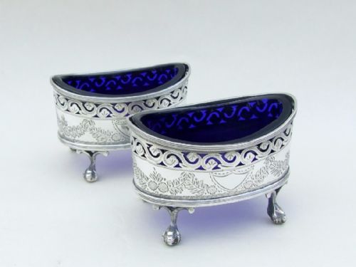 fig 1. A gorgeous pair of Victorian silver boat salts.
