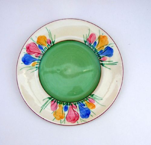 A Desirable Clarice Cliffe Crocus Pattern Tea Plate.