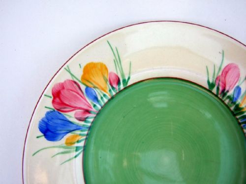 fig 1. A desirable Clarice Cliffe crocus pattern tea plate.