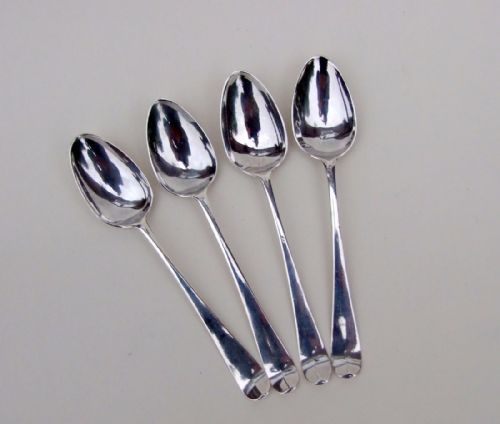 A Charming Set of Four 18th Century Silver Demi-tasse Spoons.