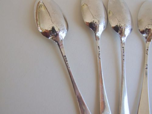 fig 2. An extremely rare set of 6 fancy back Georgian silver teaspoons.
