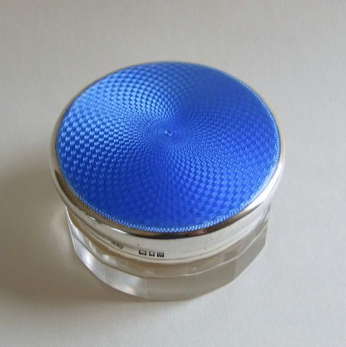 A Fabulous Silver Gilt and Guilloche Enamel Vanity Jar.