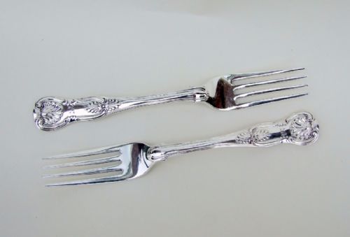 A Pair of Exeter Silver Kings Pattern Dessert Forks.