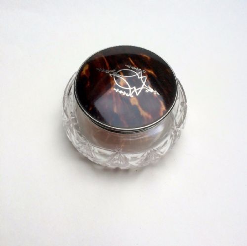 A George V Silver & Tortoiseshell Powder Bowl.