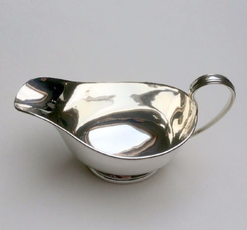 fig 1. An Art Deco handsome silver gravy boat.