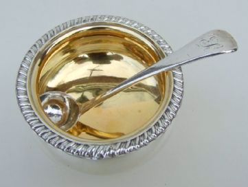 A George V Silver Gilt Condiment Tub and Ladle.