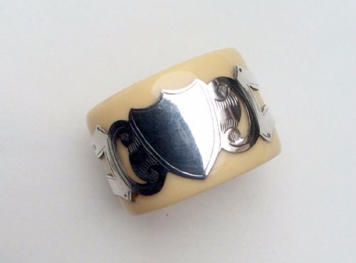An Unusual Victorian Silver & Ivorine Napkin Ring.