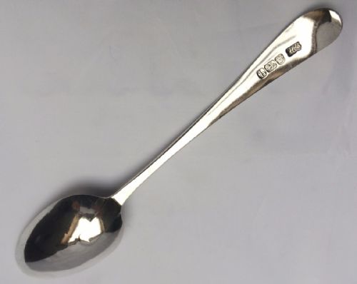 fig 1. A rare Hester Bateman silver serving spoon.
