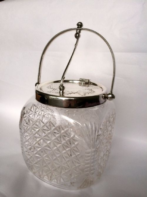 A Wonderful Holly Engraved Silver Plated Biscuit Barrel.
