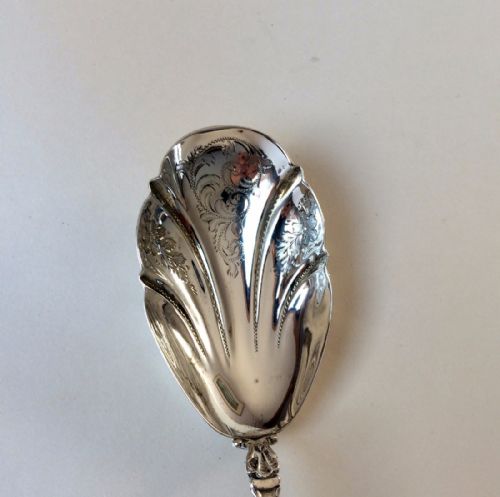fig 1. A quality pierced Victorian silver fruit or dessert serving spoon.