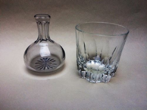 fig 1. A rather rare Victorian Whisky tumbler and individual water carafe.