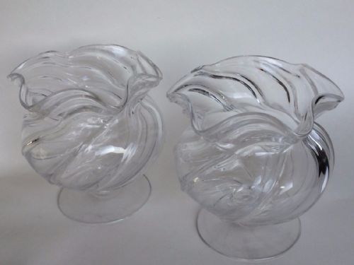 A Lovely Pair of Wrythen Victorian Posy Vases.