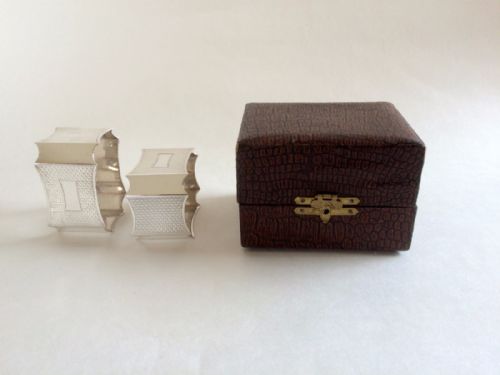 A Good Pair of Art Deco Silver Napkin Rings in the Original Box.