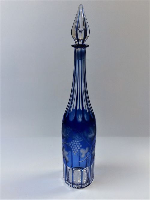 A Gorgeous Blue Cut Through Mid Victorian Decanter.