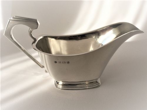 A Quality Large Silver Gravy Boat in the Art Deco Style.