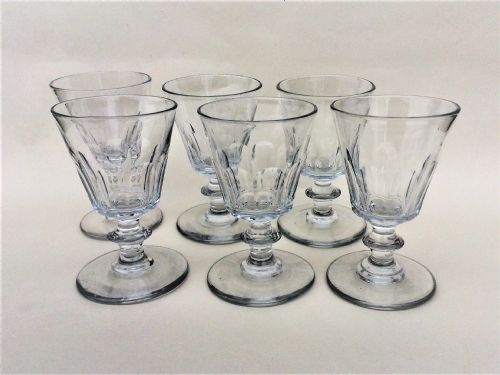 A Gorgeous Set of Six Victorian Slice Cut Dessert Wine Glasses.