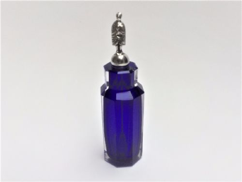 A Rare Victorian Silver & Glass Spice Bottle & Spoon.