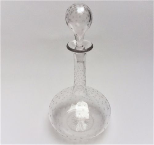 A Victorian Star Etched Globe & Shaft Decanter.