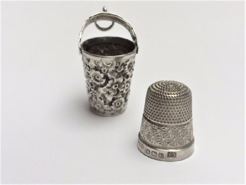 A Charming Victorian Novelty Silver Thimble Holder & Associated Thimble.