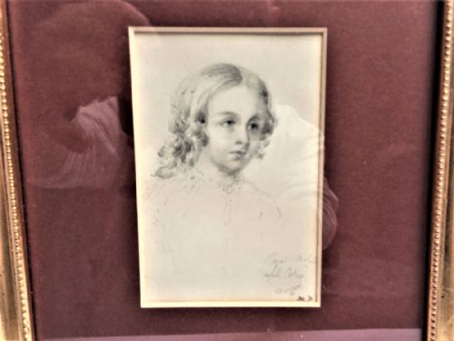 fig 1. A charming Victorian pencil drawing of a pretty young girl.