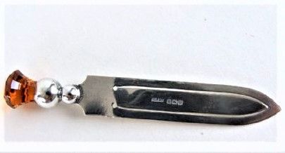 fig 1. A George V silver & amber thistle bookmark.