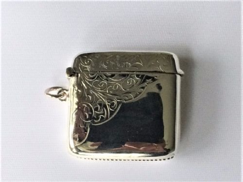 A Charming Square Edwardian Silver Vesta.