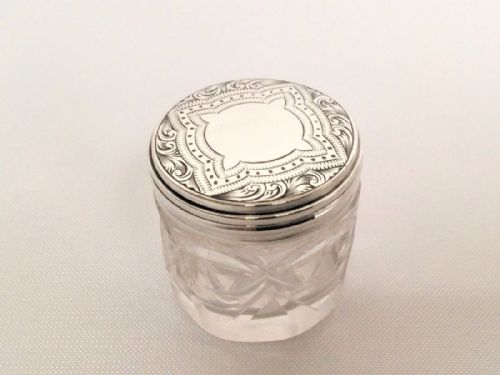 A Charming Victorian Silver Mounted Rouge Pot.