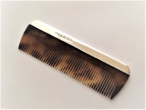 A Rare Silver & Tortoiseshell Moustache Comb.