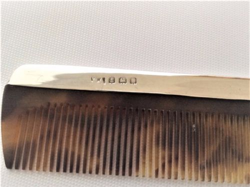 fig 1. A rare silver & tortoiseshell moustache comb.
