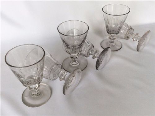 fig 1. A rare set of six cut glass wine rummers.