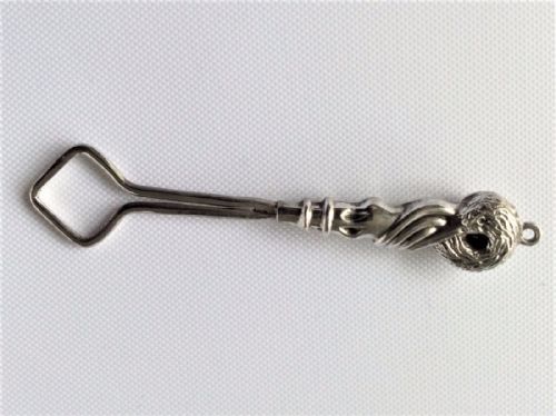 A Rare Edwardian Swan Head Silver Ribbon Threader.