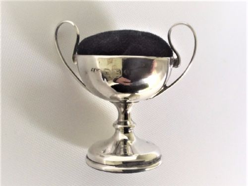 fig 1. An unusual novelty silver 'trophy cup' pin cushion.