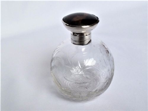 An Aesthetic Movement Silver & Tortoiseshell Cologne Bottle.