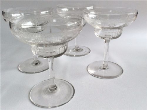 A Delightful Set of Four Edwardian Champagne Glasses.