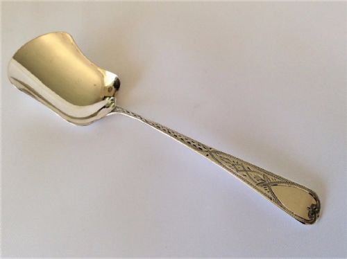 A Georgian Bright Cut Silver Sugar/preserve Spoon.
