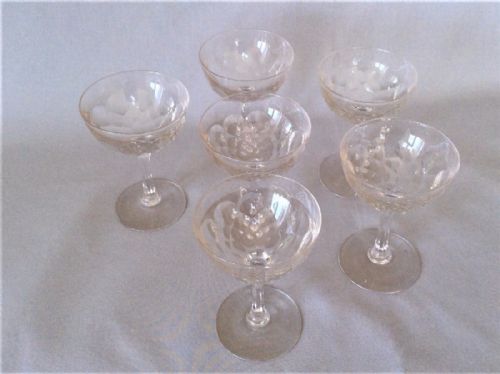 fig 1. A set of six Victorian cut champagne glasses.