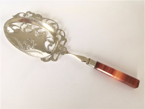 A Fabulous Dutch Silver & Agate Serving Slice.