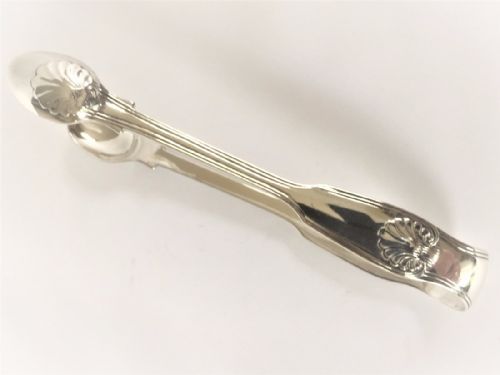 A Handsome Pair of Silver Tongs in Fiddle, Thread & Shell Pattern.