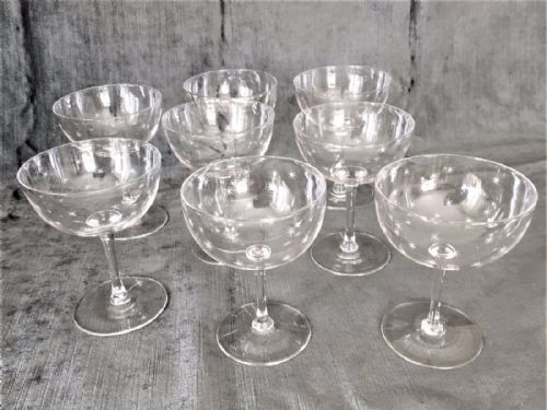 fig 1. A rare set of eight Victorian star etched champagne bowls