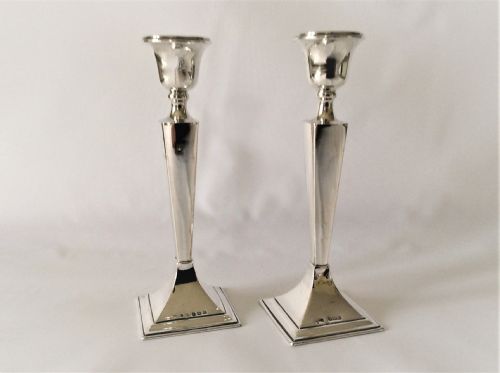 A Stylish Pair of George V Silver Candlesticks.