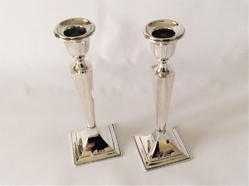 fig 1. A stylish pair of George V silver candlesticks.