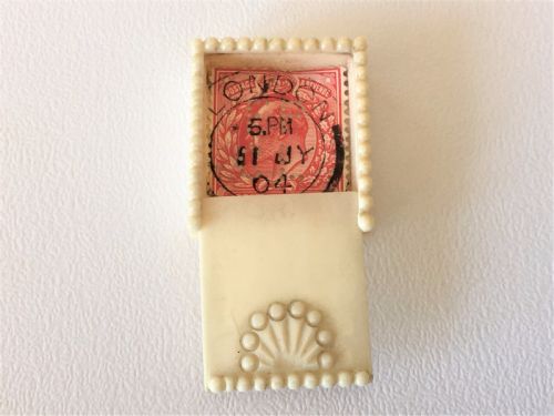 A Victorian Carved Ivory Stamp Case.