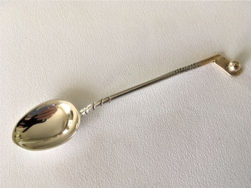 Art Deco Golfing Interest Silver Gilt Spoon.