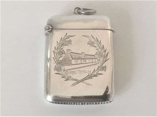 A Rare 'Burns Cottage' Engraved Silver Vesta.