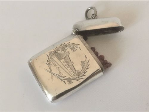 fig 1. A rare 'Burns Cottage' engraved silver vesta.