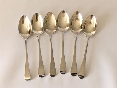 fig 1. A matching set of six Georgian silver teaspoons.
