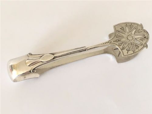 An Extremely Rare Pair of Silver Onslow Pattern Sardine Tongs.